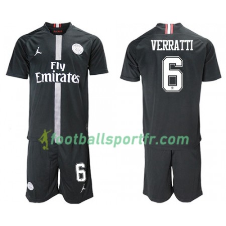 Tenue Paris Saint Germain Verratti 6 Jordan Noir Enfant Troisieme 2018-2019 Maillot de Foot